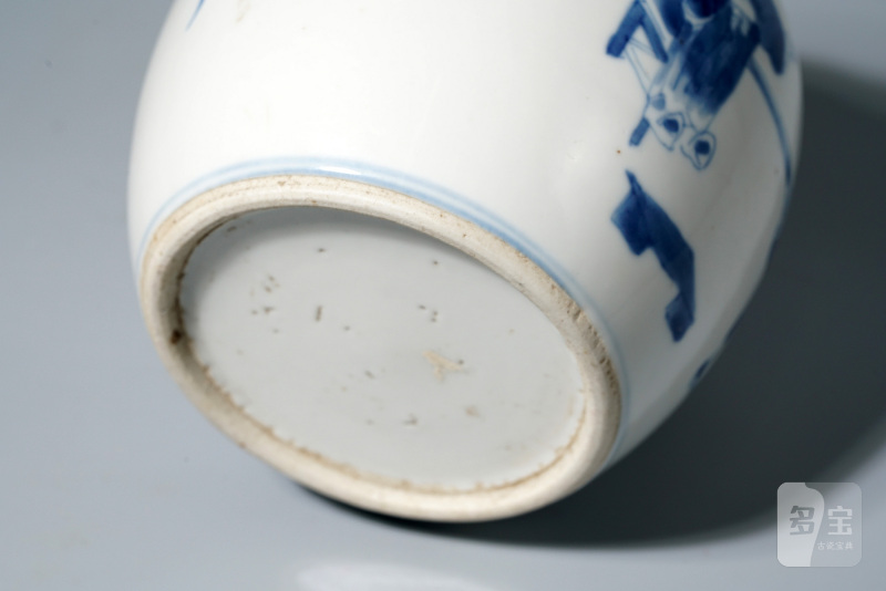 清晚清 青花先生教书图罐 - 图12